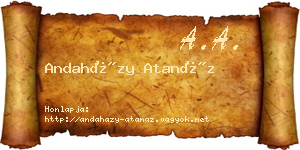 Andaházy Atanáz névjegykártya